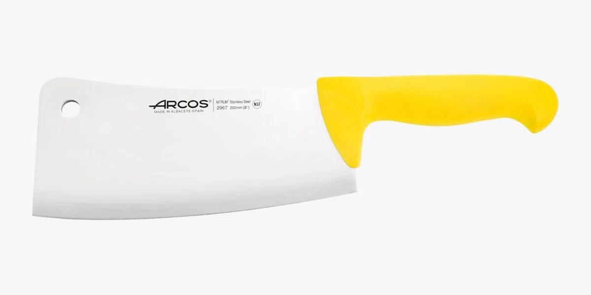 Arcos Coltello da Macellaio Cleaver in Acciaio Inossidabile 23 cm – Manico in Polipropilene, Sistema di Identificazione Colore, Resistente e Igienico – Giallo, Serie 2900