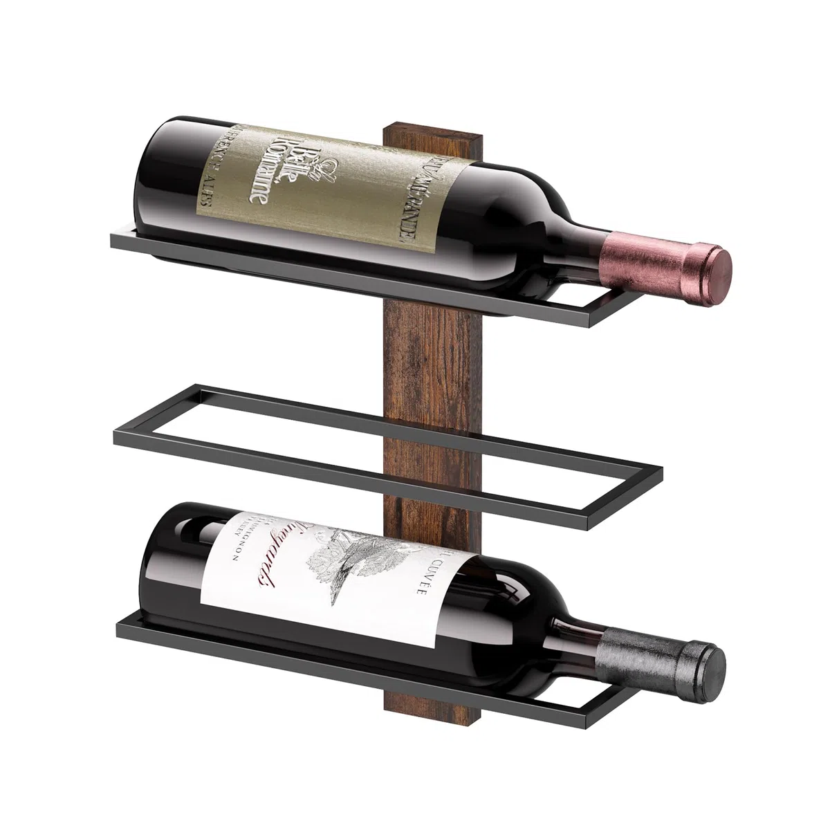 B4Life Portabottiglie da parete per 3 bottiglie di vino, supporto in legno, da parete, per cucina, sala da pranzo, bar
