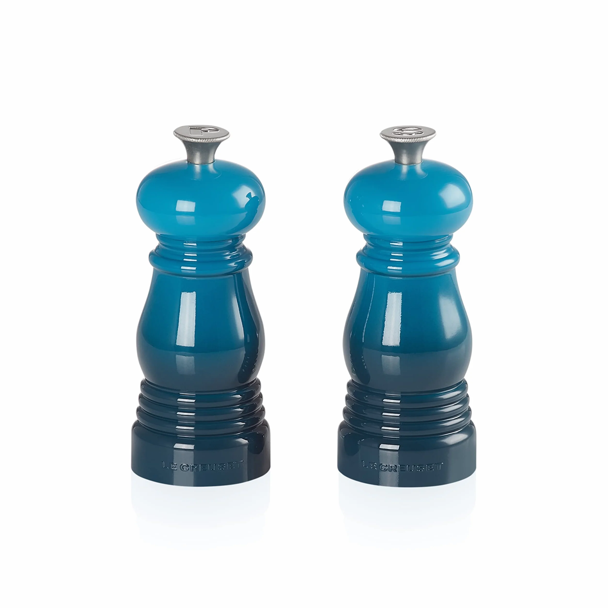Le Creuset Set 2 Mini Macina Sale e Pepe, Plastica ABS, Rispettivamente 5 x 5 x 12.1 cm, Macina in Ceramica, Deep Teal, 96002500642000