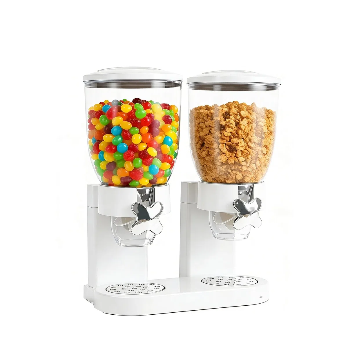 Dispenser per cereali da banco 2L, contenitore ermetico per l'organizzazione della dispensa, set di contenitori ermetici per cereali, riso, chicchi, dolci (doppio 4L bianco)