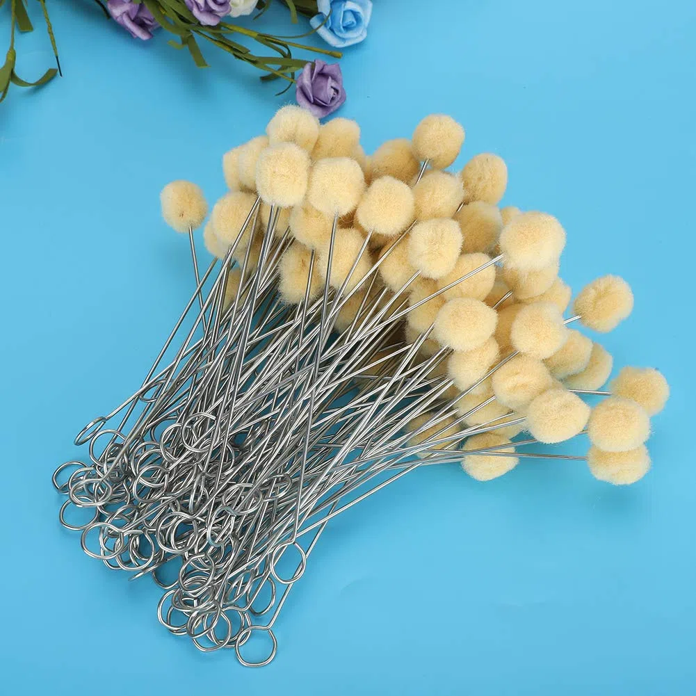 100Pcs Strumento per Tintura in Pelle, Pennello per Palline di Tintura Oleosa in Lana, Dauber con Manico in Metallo, Strumento Artigianale Fatto a Mano per Lavori in Pelle