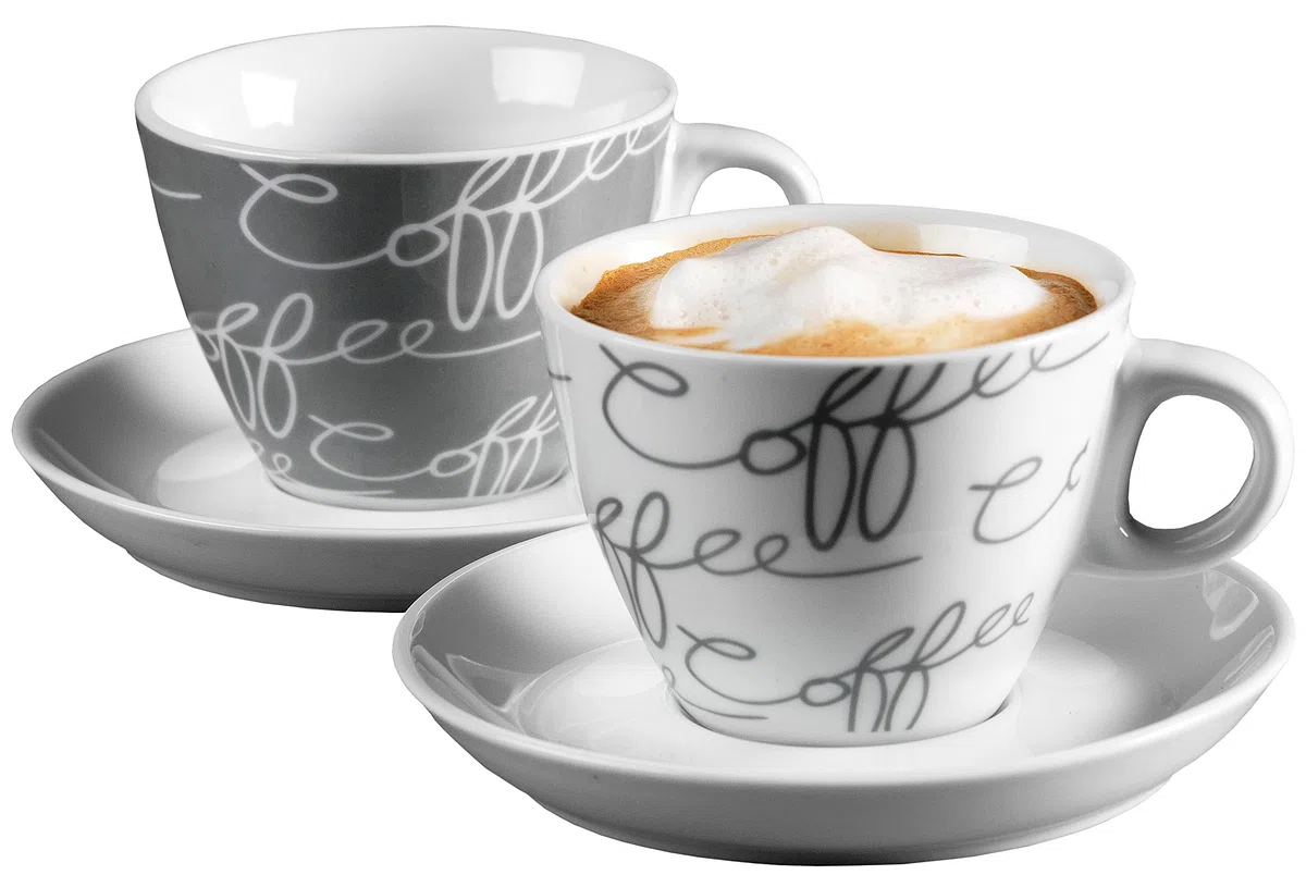 Ritzenhoff & Breker 005776 Cornello - Servizio di Tazze da Cappuccino per 2 Persone, Colore: Grigio