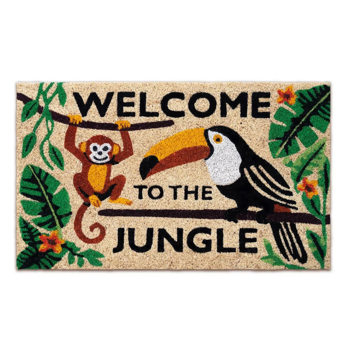Zerbino ingresso esterno cocco - Welcome to the jungle - 40x70 cm - tappeto ingresso esterno casa - zerbino cocco - zerbini moderni e originali