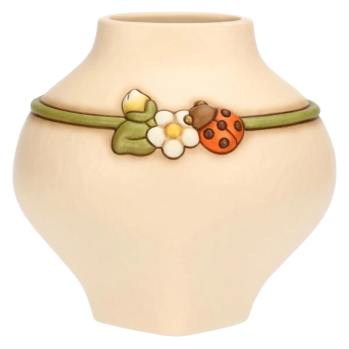 THUN Vaso con Coccinella, Medio, Ceramica, Collezione Country Bloom, 20,1 x 15,8 x 19,1 cm