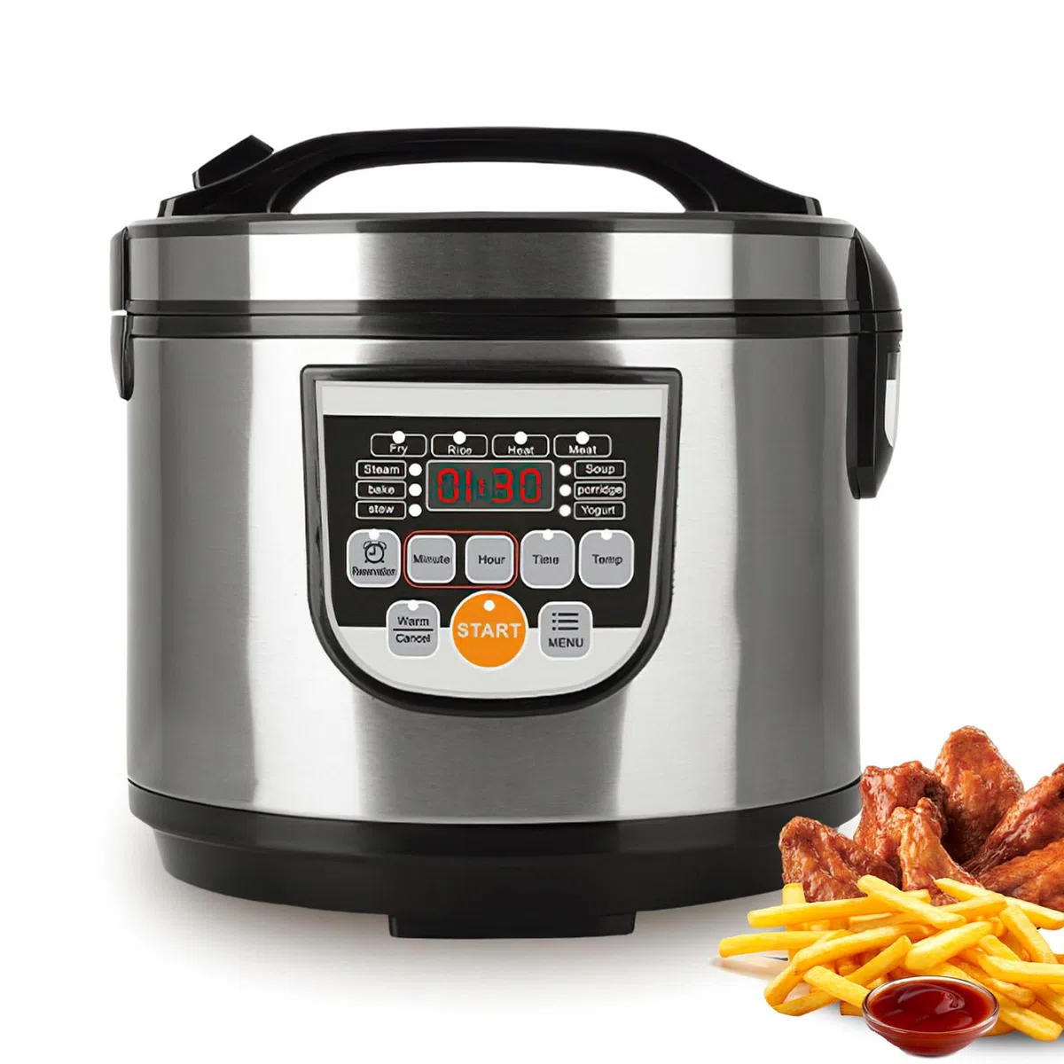 Cuociriso da 5 l, grande capacità, per 2-10 persone, multicooker elettrico multifunzionale, 700 W, 10 programmi, stop & mantieni in caldo, auto, ideale anche per verdure/pesce, ecc