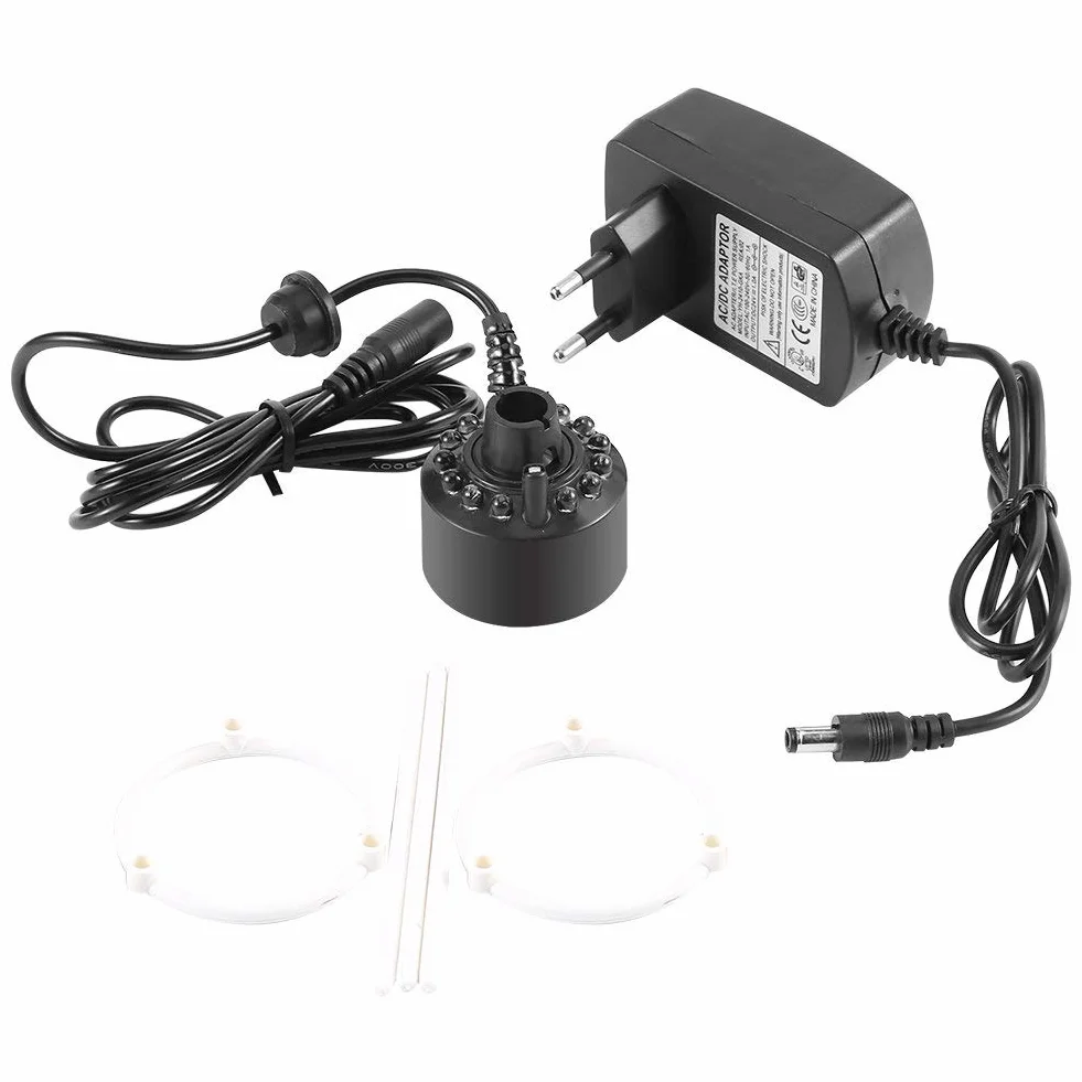 Nebulizzatore colorato, 12 LED Fogger Fontana per acqua Stagno Umidificatore atomizzatore, Vaso per pesci Rockery Vaso Compleanno Fogger Decorazione atomizzatore con alimentatore(A)