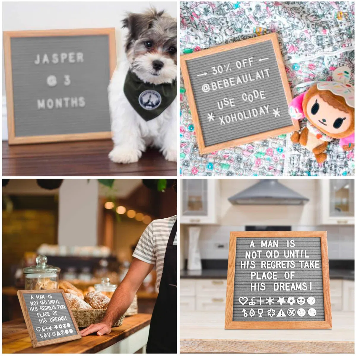 Feltro Letter Board 25x25 cm, Feltro Retro in 350 Pezzi Alfabeto Decorativo Lettere con Gancio in Metallo per Appenderla al Muro e Decorazioni per Interni, Grigio