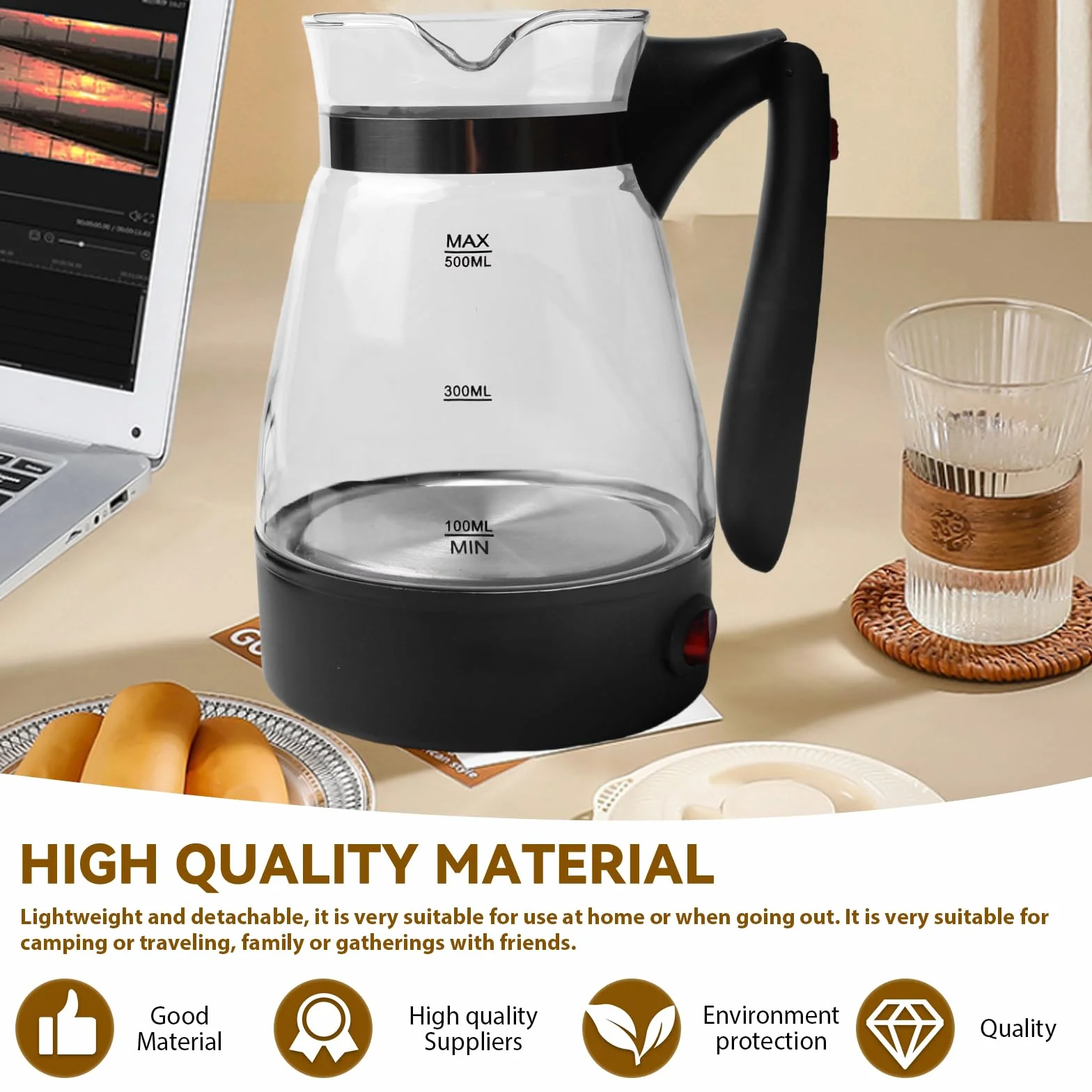 Caffettiera elettrica turca, caffettiera turca, 600 ml, turco, caffettiera elettrica turca, teiera, caffettiera per caffè da campeggio, caffettiera turca