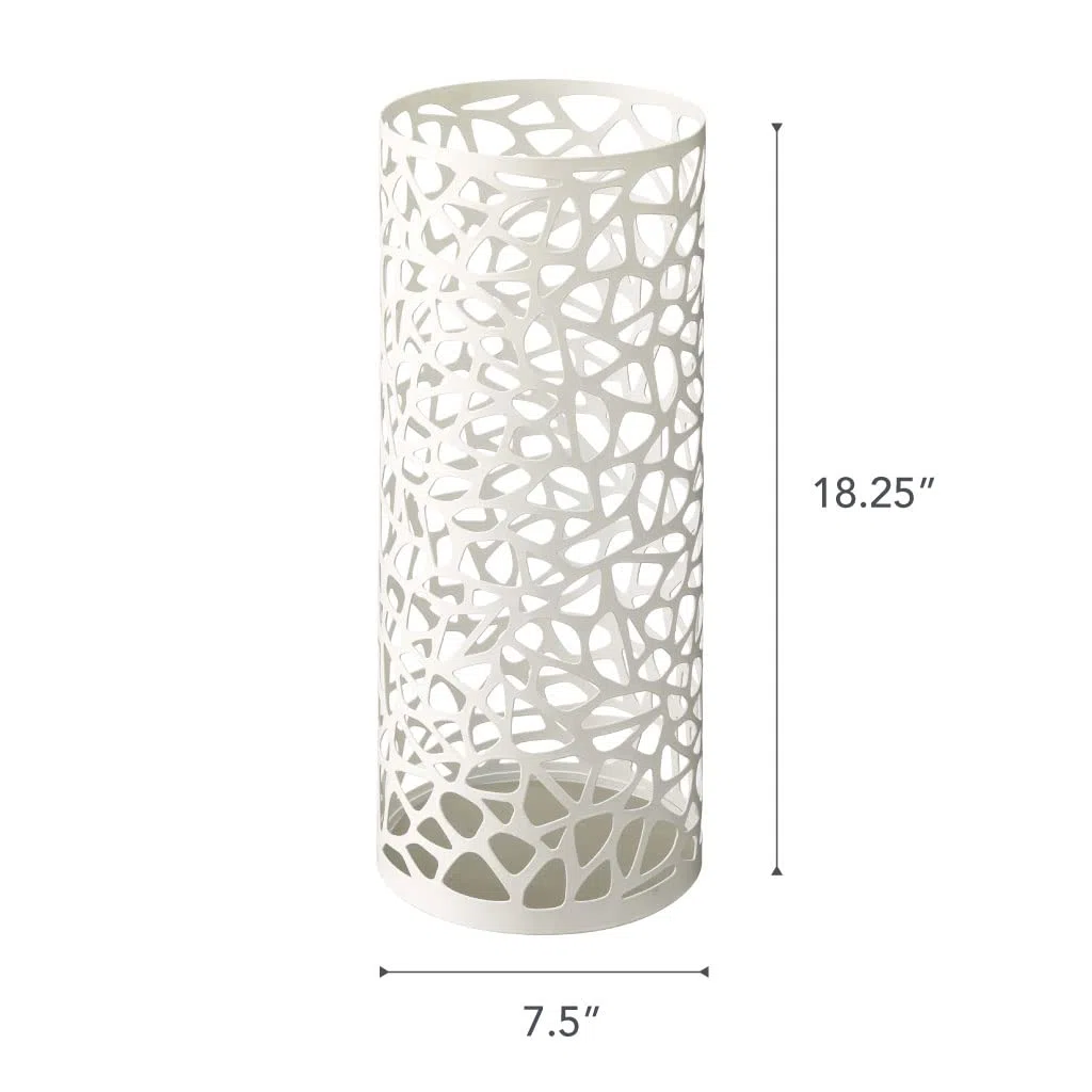 YAMAZAKI 6321 NEST Portaombrelli, bianco, acciaio, design minimalista, 19 x 19 x 46.5 cm