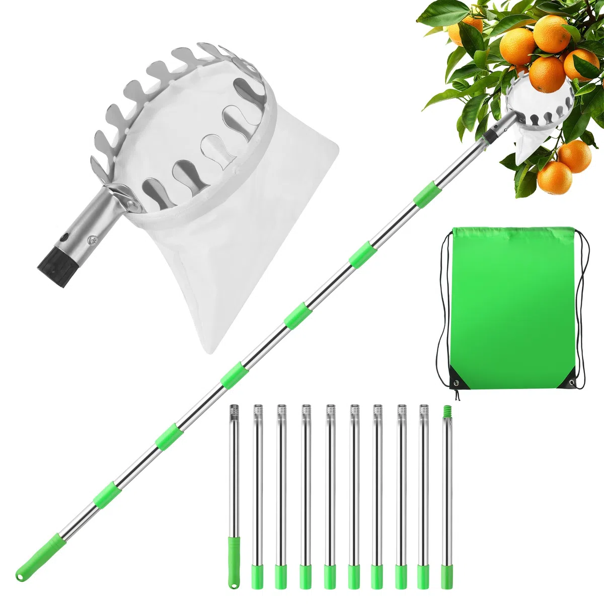 Raccoglifrutta, Raccoglimele, 4M Aiuto per la Raccolta della Frutta, Raccoglifrutta Facile da Montare, Raccoglifrutta, Raccoglitrice di Ciliegie per pere, agrumi, Arance, Diametro 16 cm