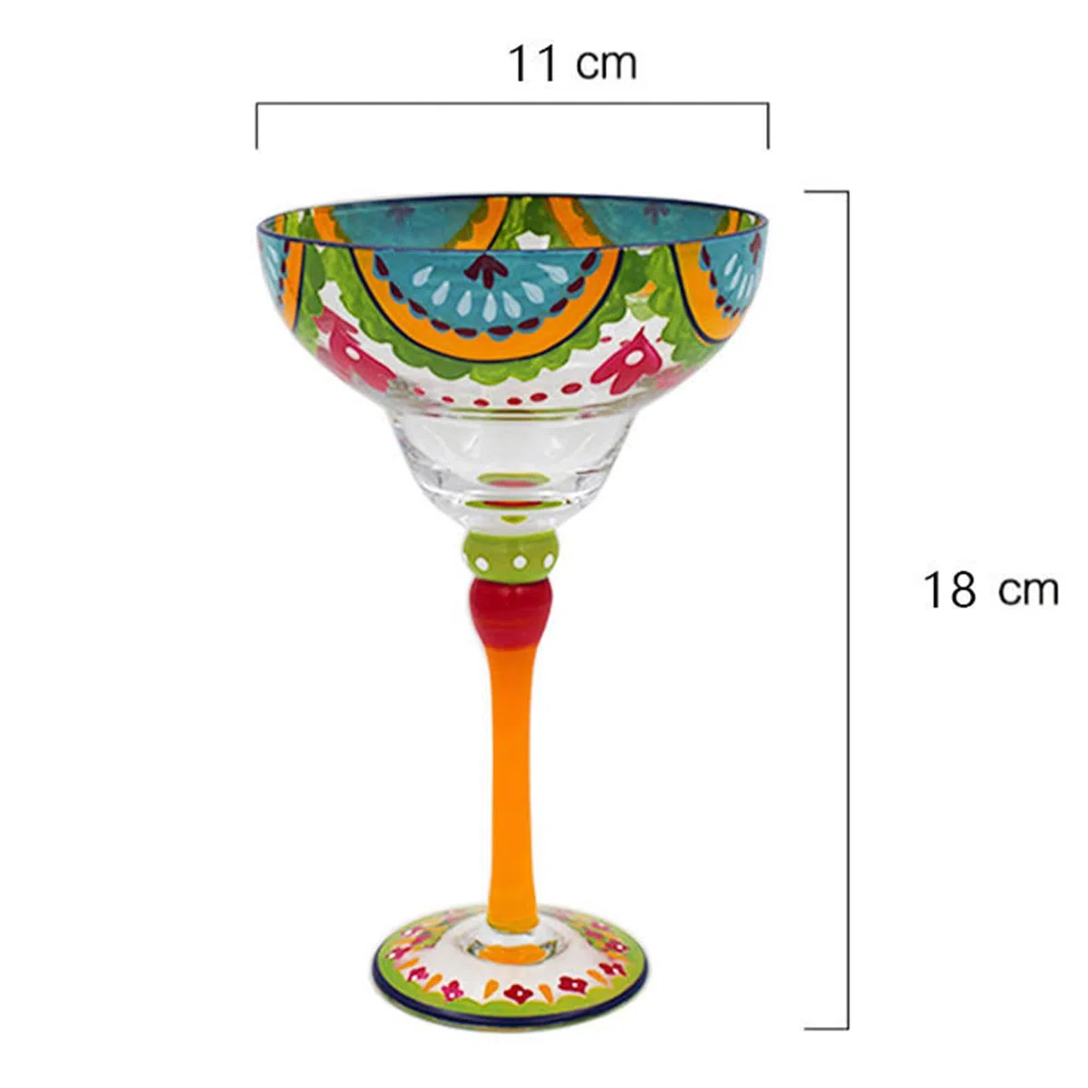 Vetro Margarita dipinto a mano 270ml bicchieri da cocktail per regalo di coppia, Margarita Party Color Stripe