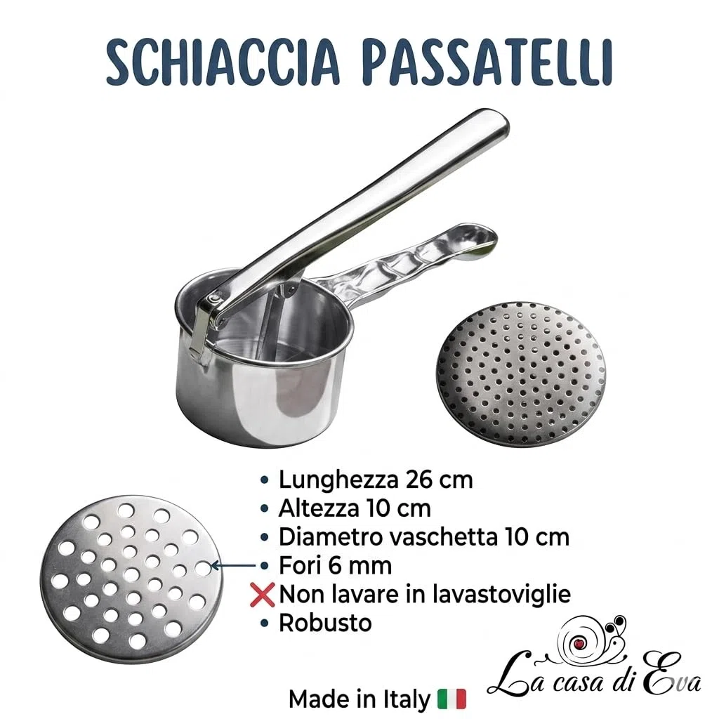 SCHIACCIAPASSATELLI IN ALLUMINIO (MACCHINA PER PASSATELLI) MADE IN ITALY. ATTREZZO PER REALIZZARE DEI FANTASTICI PASSATELLI CASALINGHI