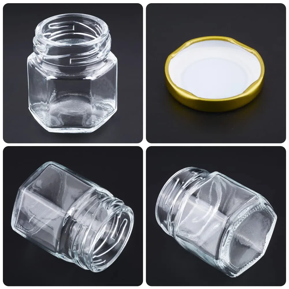 20 pezzi Mini Vasetti per Miele Esagonali in Vetro,45ml vasetti vetro piccoli,Barattoli per Miele,bottigliette di vetro piccole,vasetti miele bomboniere,dosatore miele,matrimoni e feste
