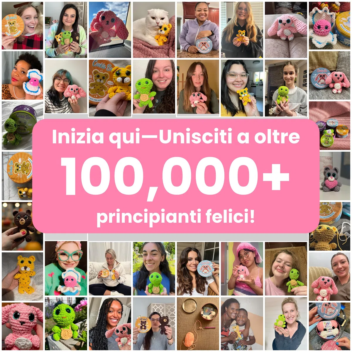 Cookie Box Kit Uncinetto per Principianti – Realizza un Amigurumi Fai-da-Te con Filato, Uncinetto, Imbottitura, PDF & Video – Regalo per Adolescenti e Adulti – Bunny Lola