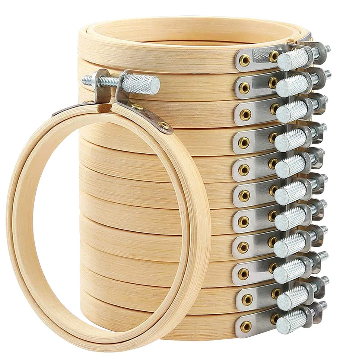 16 Pezzi Cerchi da Ricamo in Legno, 8 cm Telaio da Ricamo Bambù Piccoli Telaio Ricamo Rotondo Anello a Cerchio a Punto Croce Croce Ricamo Hoops Cerchio per Ricamo per Cucito a Mano e Fai da Te Craft