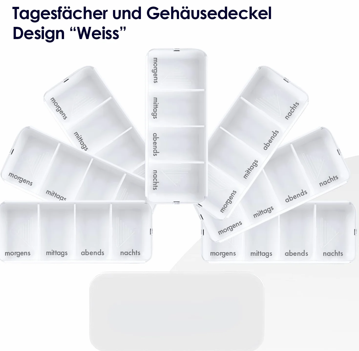 Portapillole 7 giorni con 4 scomparti – Prodotto in Germania – Compresse, Torre di pillole, pillole, dosatore per medicinali, scatola per la conservazione di compresse
