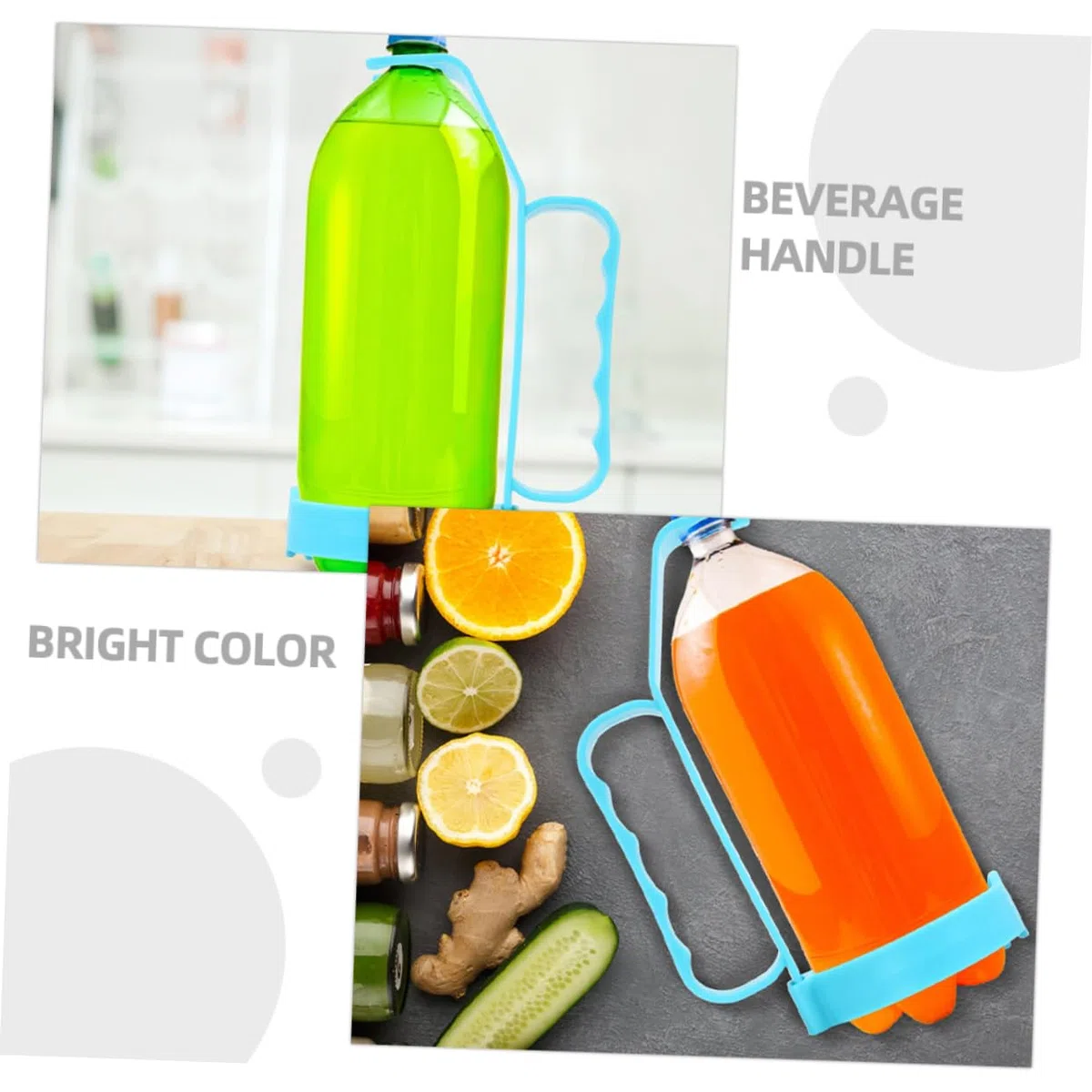 2Pezzi Maniglia Per Bottiglie Di Bevande Stabilizzatore Ergonomico Per Sodas E Acqua Per Picnic E Campeggio - Impugnatura Antiscivolo Arancione E Blu