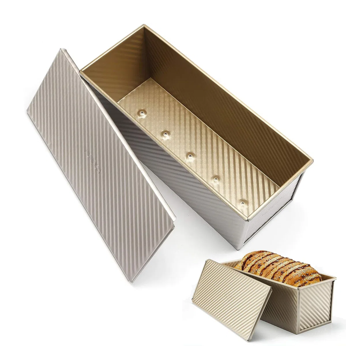 Blue Stampo per pane tostato con coperchio, 1000 g, rettangolare, per torte, 32 x 12 x 11 cm