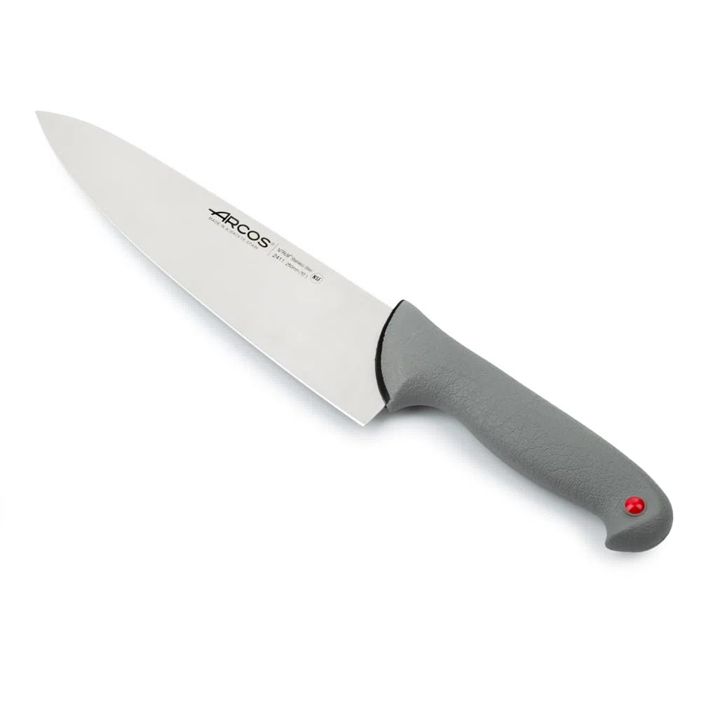 Arcos Serie Colour Proof, Coltello da Chef Coltello da Cucina, Lama Acciaio Inossidabile NITRUM 250 mm, Manico Polipropilene Coperto da Elastomer, Colore Nero