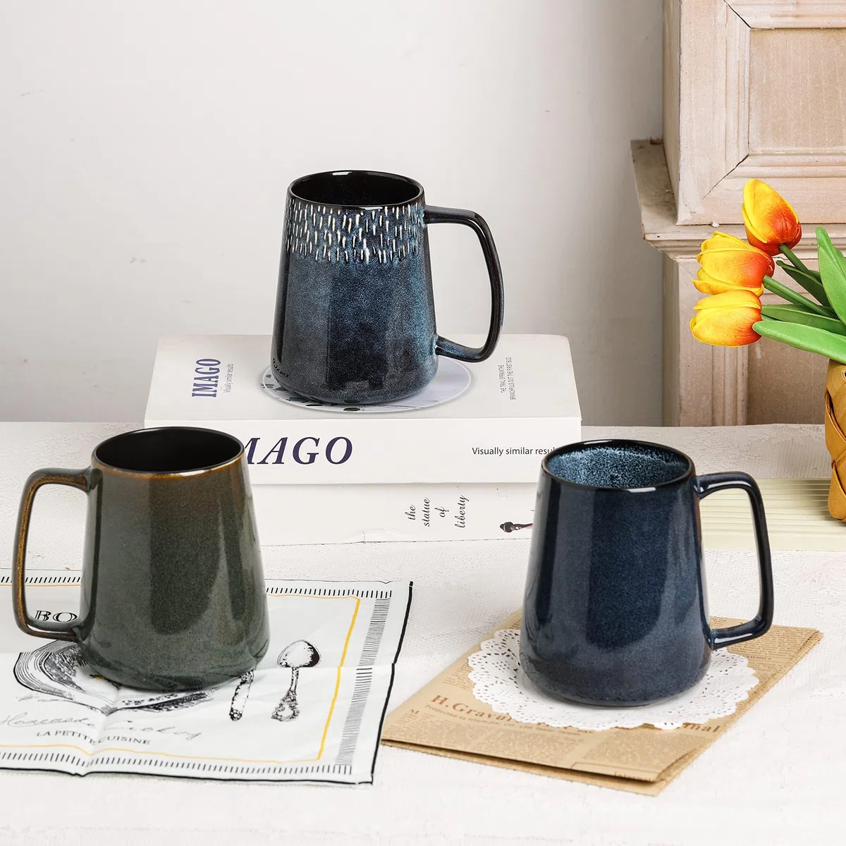 Grandi Tazze Da Caffè In Ceramica, 24 Oz / 700ml Tazze Extra Large, Per Cappuccino, Latte, Cacao Caldo O Tè Caldo - Regalo Di Vacanza (24 oz Dark Green)