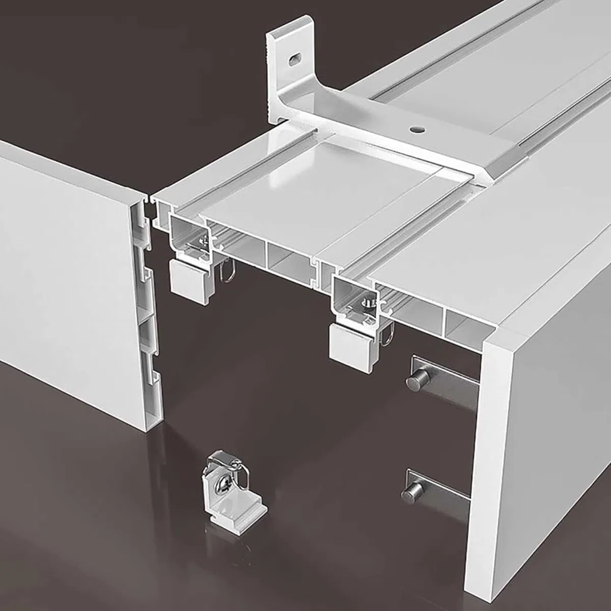 Sistema di binari per tende, montaggio a soffitto a doppio binario per tende, design a scatola in metallo per una facile installazione