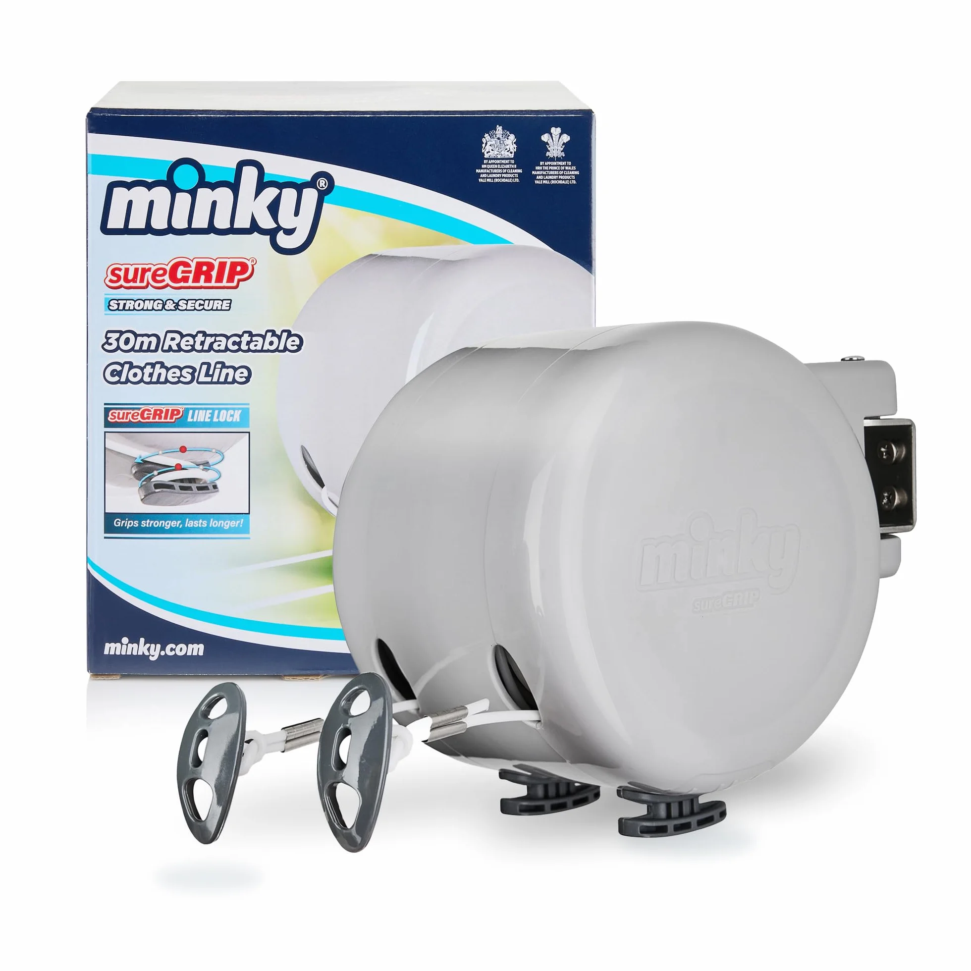 Minky VT21290100 - Filo stendibiancheria Retrattile per Esterni, 30 m (2x15m), GIARDINO, Grigio