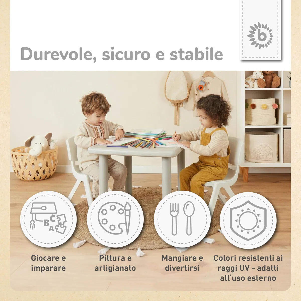 BIECO - Sedia per bambini con portata fino a 80 kg, impilabile e a prova di ribaltamento, per interni ed esterni, per bambini, per bambini, con sedie
