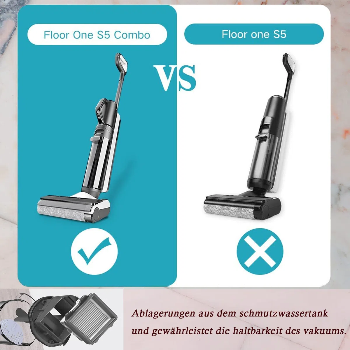 Ricambi per Tineco Floor One S5 Combo Aspirapolvere Lavapavimenti Cordless Senza Fili, 2 Filtri di Ricambio, 2 Spazzole a Rullo, Accessori per Aspirapolvere a Umido e a Secco Tineco