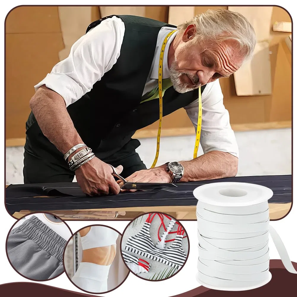 OLYCRAFT 27.4m Elastico in Gomma per Costumi da Bagno Larghezza 6mm Elastici Piatto per Costume da Bagno Elastico Bianco per Cucire Cinture di Pantaloni Costumi da Bagni Decorazioni Artigianali