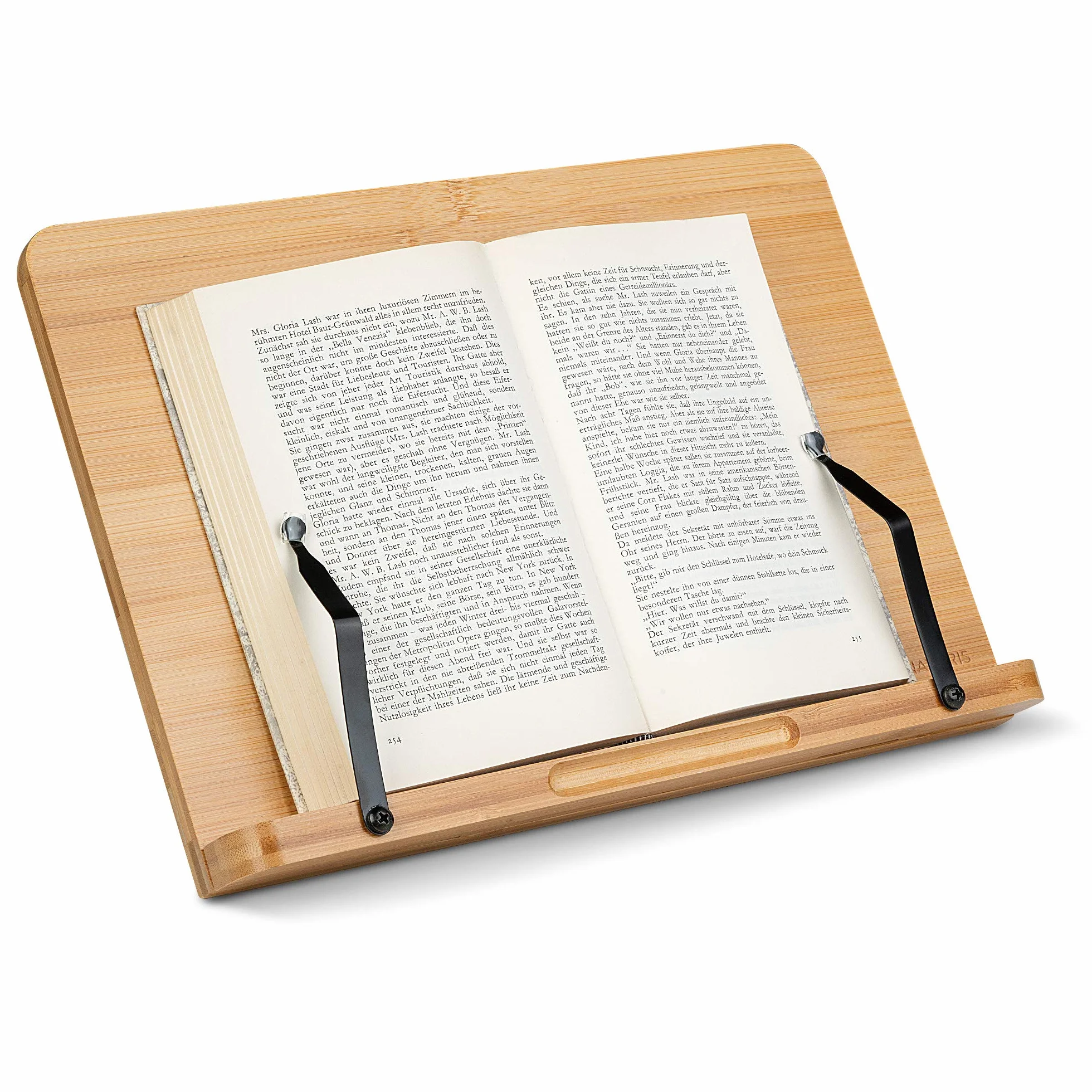 Navaris Leggio Portalibri Tablet e-Reader Libri Cartacei 34 x 24cm - Espositore Legno per Libro Cucina Supporto PC - Cavalletto Inclinazione Regolabile