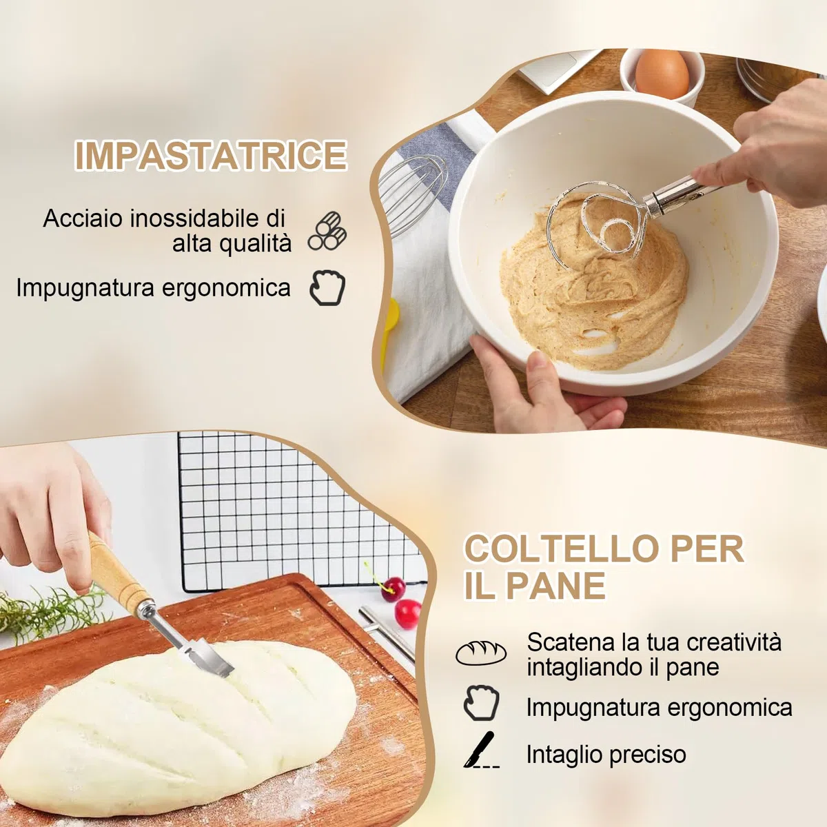 10 Pezzi Cestino da Lievitazione per Pane, Set Panificazione con Cestini Lievitazione in Silicone Rotondo da 23 cm & Ovale da 25 cm, Tela di Lino, per La Cottura del Pane