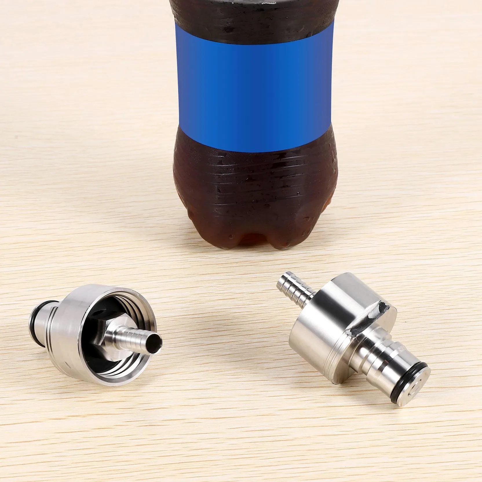 Tappo di Carbonatazione nel Acciaio Inossidabile 2PZ / Lot 304 5/16 Pollici Barb, Tipo di Blocco Un Sfera, Bottiglie nel Pet per Bevande Analcoliche, Kebing Homebrew
