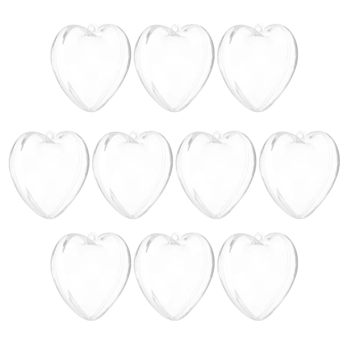QUARKZMAN 10 Pezzi Ornamento a Cuore Trasparente Riempibile, 8cm Palle di Plastica Appese a Forma di Cuore Trasparenti per Decorazioni Natalizie Fai da Te, Feste, Matrimoni