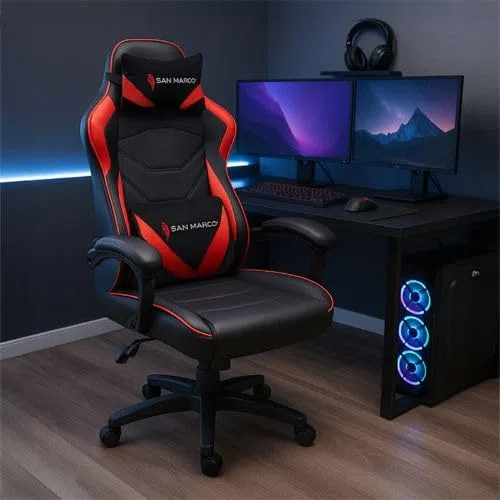 San Marco Sedia Gaming Ergonomica (Rosso)