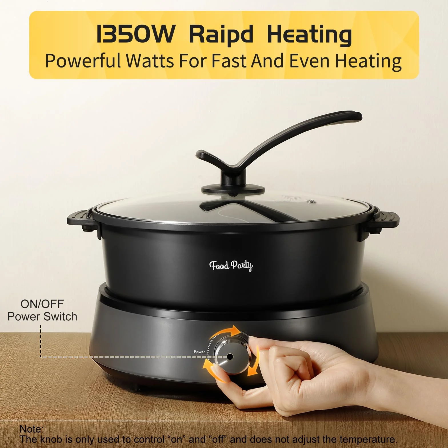 Food Party Hot Pot Elettrico Hotpot 4L Pentola Elettrica 220V 1350W Fondue Cinese Shabu Shabu Hotpot, FPJ204