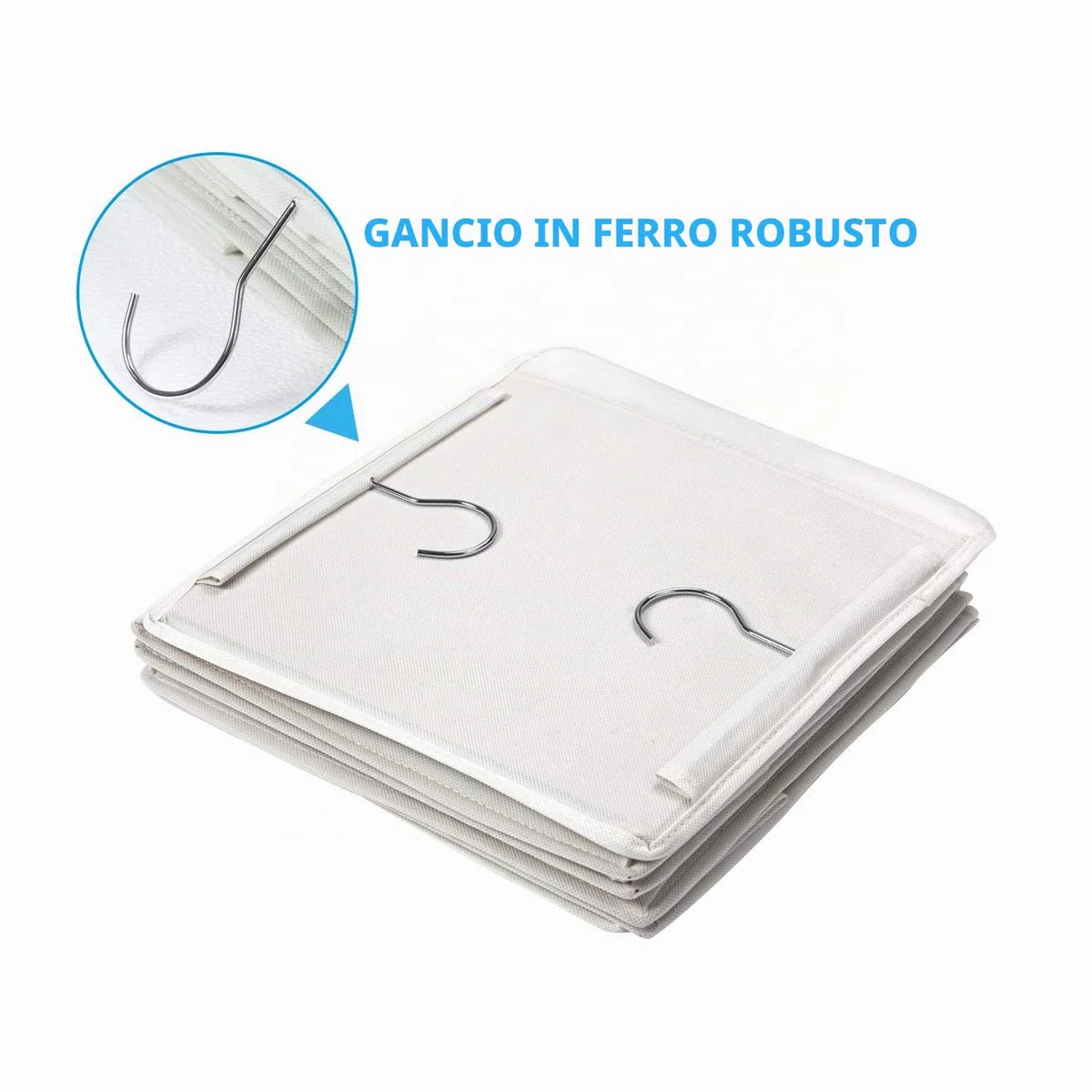 BrilliantJo Set di 2 Organizer Armadio, Portattuto da Appendere con 5 Scomparti con 6 Tasche Laterali a Rete per Vestiti, con 2 Ganci Organizzatore Armadio da 30 x 30 x 108 cm, Beige