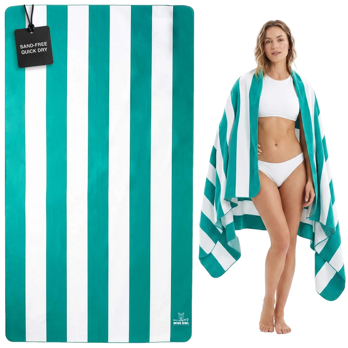 Wise Owl Outfitters Asciugamano da Spiaggia in Microfibra a Forma di Gufo Saggio – Extra Large ad Asciugatura Rapida Asciugamano da Spiaggia e da Nuoto – 1,8 x 1,2 m (7ft x 4ft) Lyndee