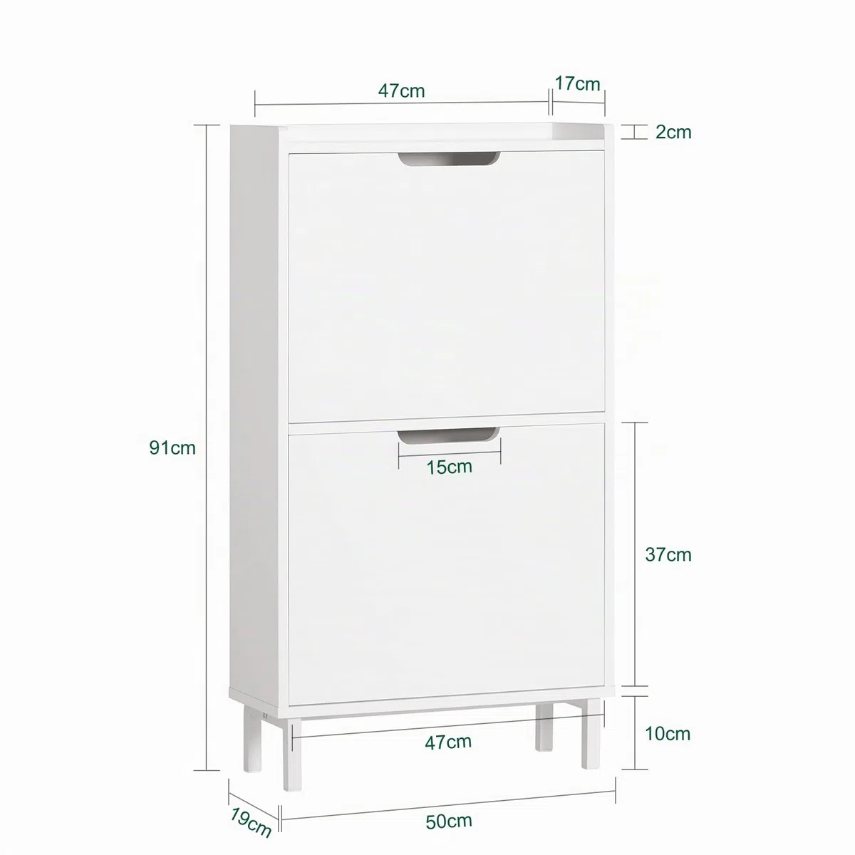 SoBuy Scarpiera Salvaspazio Slim da Ingresso Mobile Portascarpe con 2 Ante a Ribalta Regolabili in Legno Armadio Scarpiera Alta e Stretta per Corridoio, 50x19x90 cm，Bianco, FSR151-W
