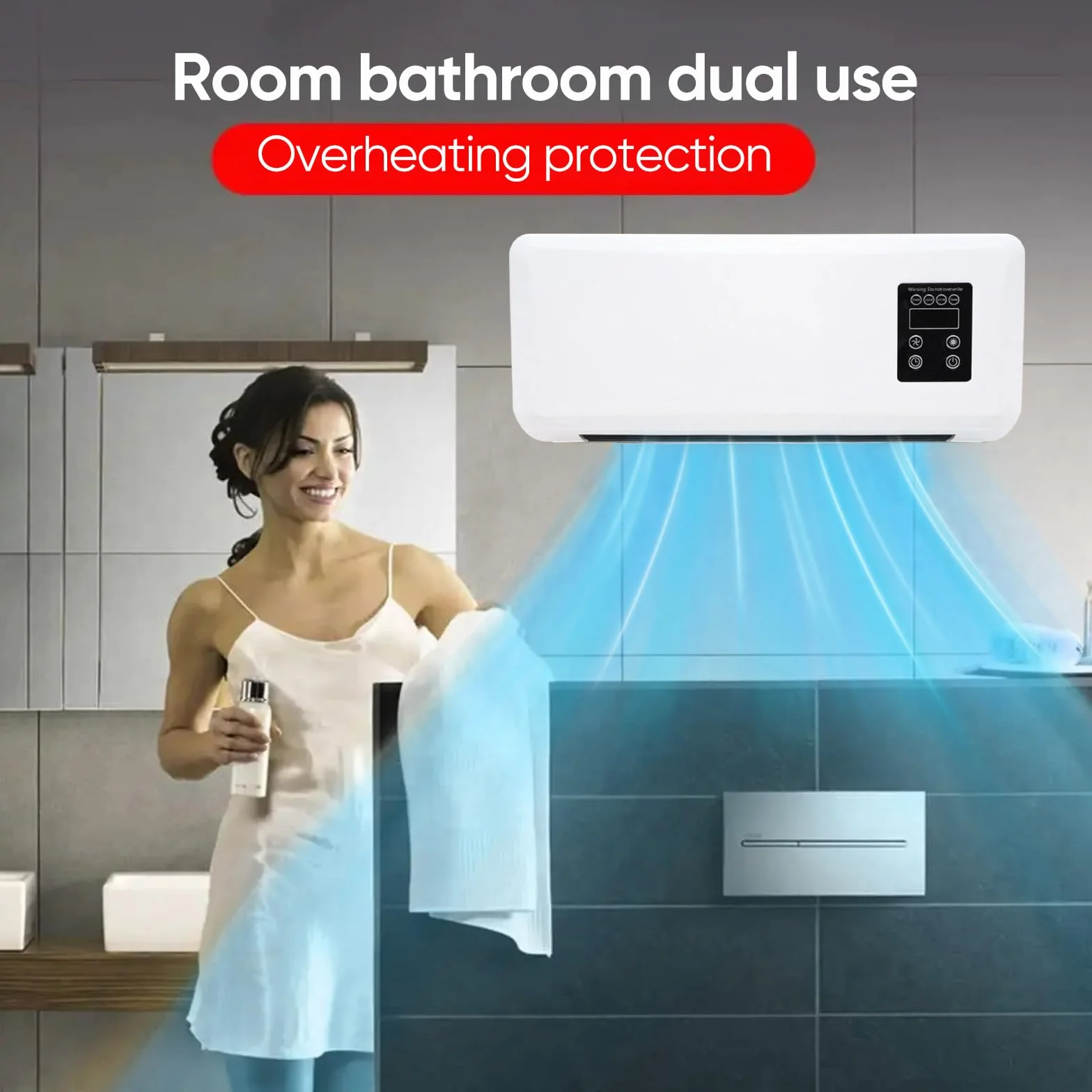 Aria condizionata,Clim Portatile,Clim Con Telecomando,Condizionatore a Parete Reversibile Split,Condizionatore Senza Unità Esterne,Ventilatore Di Raffreddamento Per Cucina,Camera da letto (Bianco)