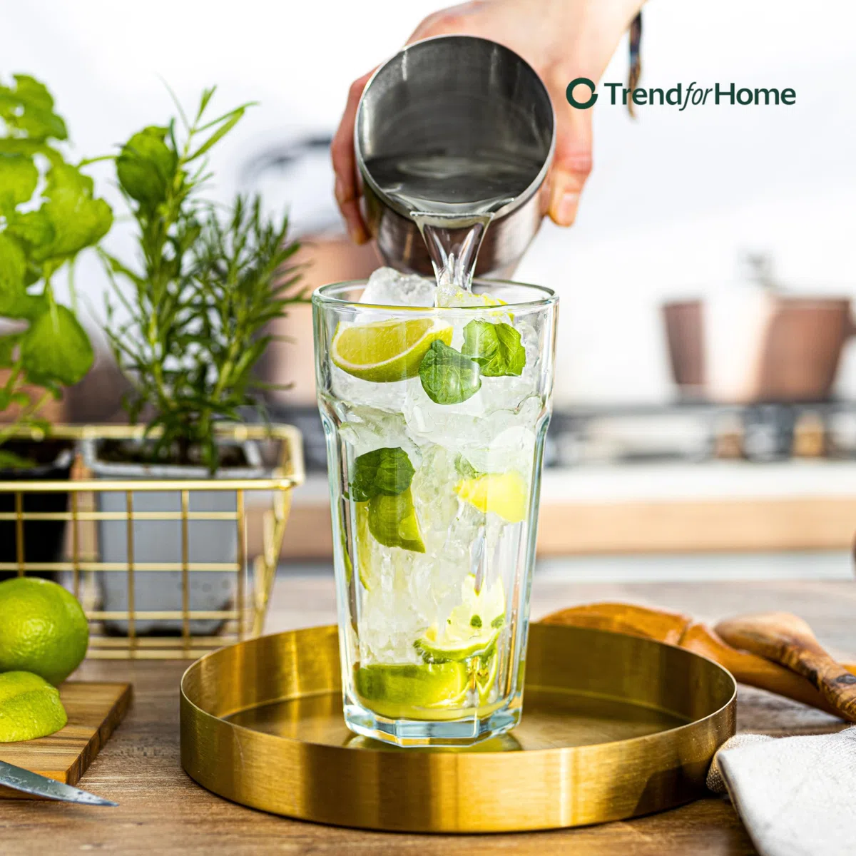 TREND FOR HOME Bicchieri da Cocktail XXL Caipirinha Highball 630 ml Set da 6 Design Retrò Tumbler Acqua Succo Caffè Freddo Longdrink Vetro Soda-Lime Senza Piombo Lavastoviglie Collezione Alva