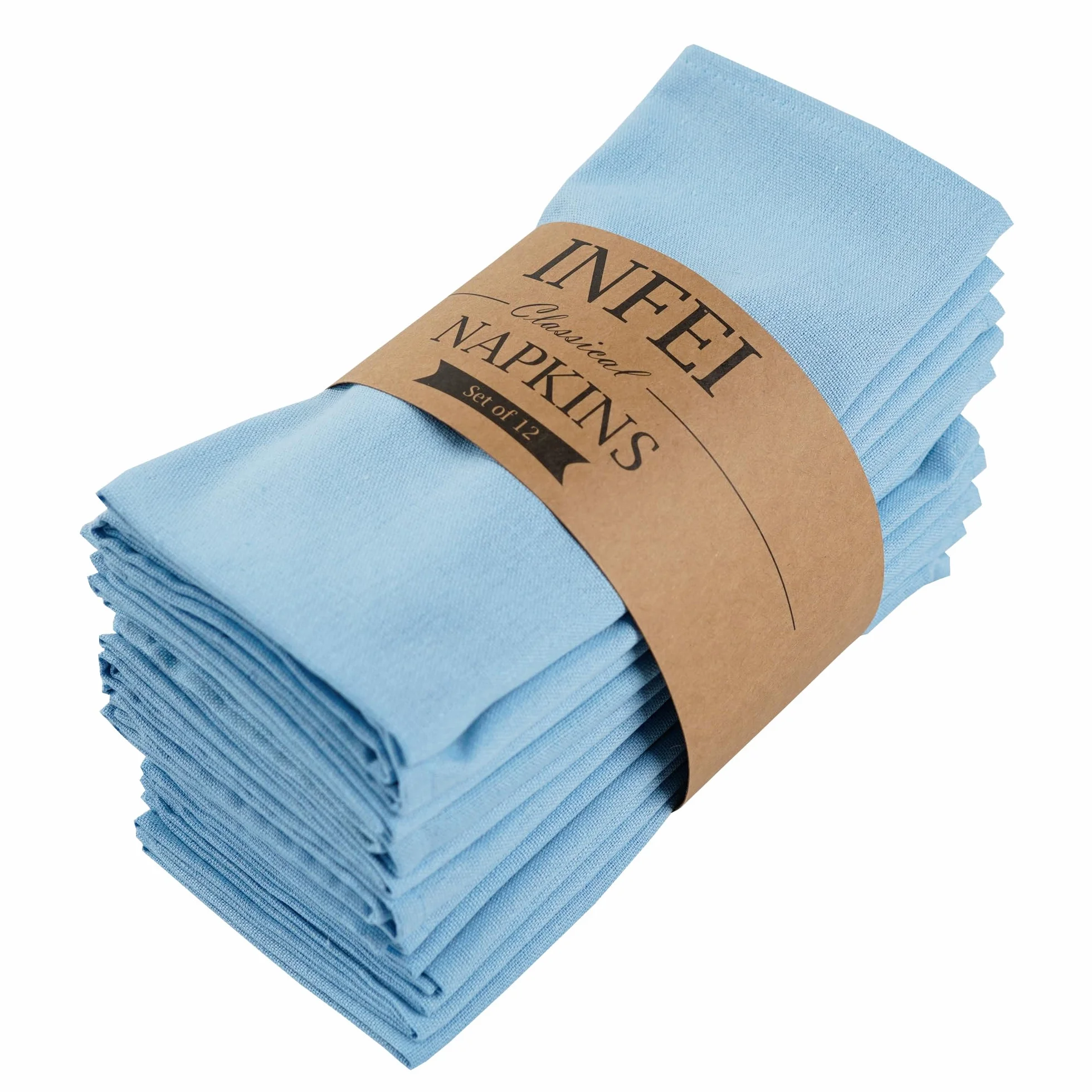 Tovaglioli di stoffa in cotone tinta unita - Set di 12 (17 x 17 pollici) - per eventi e uso domestico (Celeste)