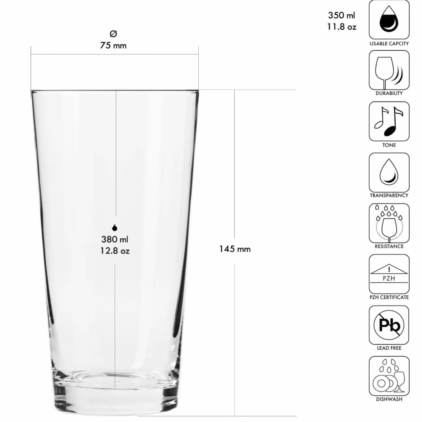 Krosno Alto Bicchieri Acqua Succo Vetro | Set di 6 | 380 ML | Collezione Pure | Ideale per la Casa, Ristorante e Ricevimenti | Adatto alla Lavastoviglie
