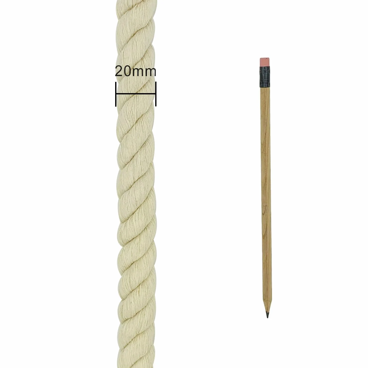 Corda di cotone spessa 20 mm e 10 m, bianca, macramè, cappio morbido, lazo, per decking, giardino, casa, fai da te, decorazione, kit per appendere piante, beige
