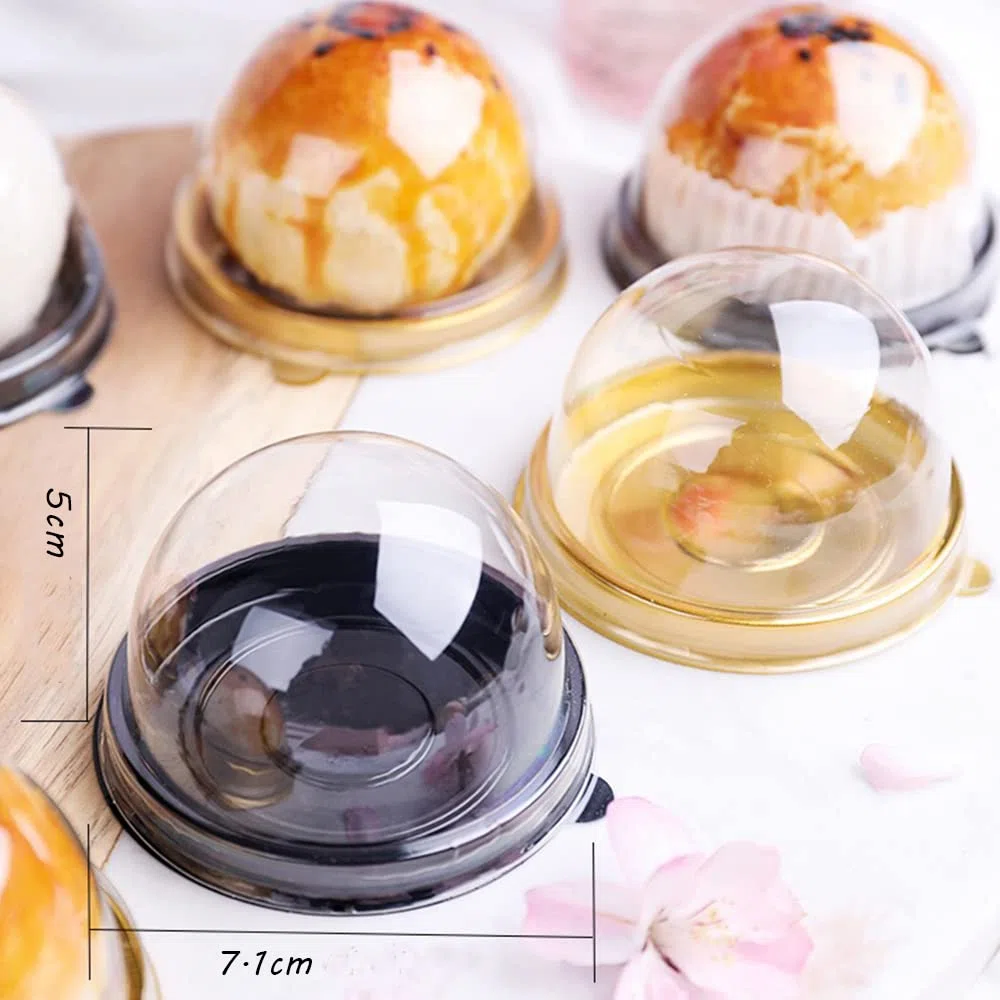 50 mini scatole per cupcake, trasparenti per cupcake, per mini muffin, torta, con coperchio trasparente, contenitori usa e getta (5,1 cm)