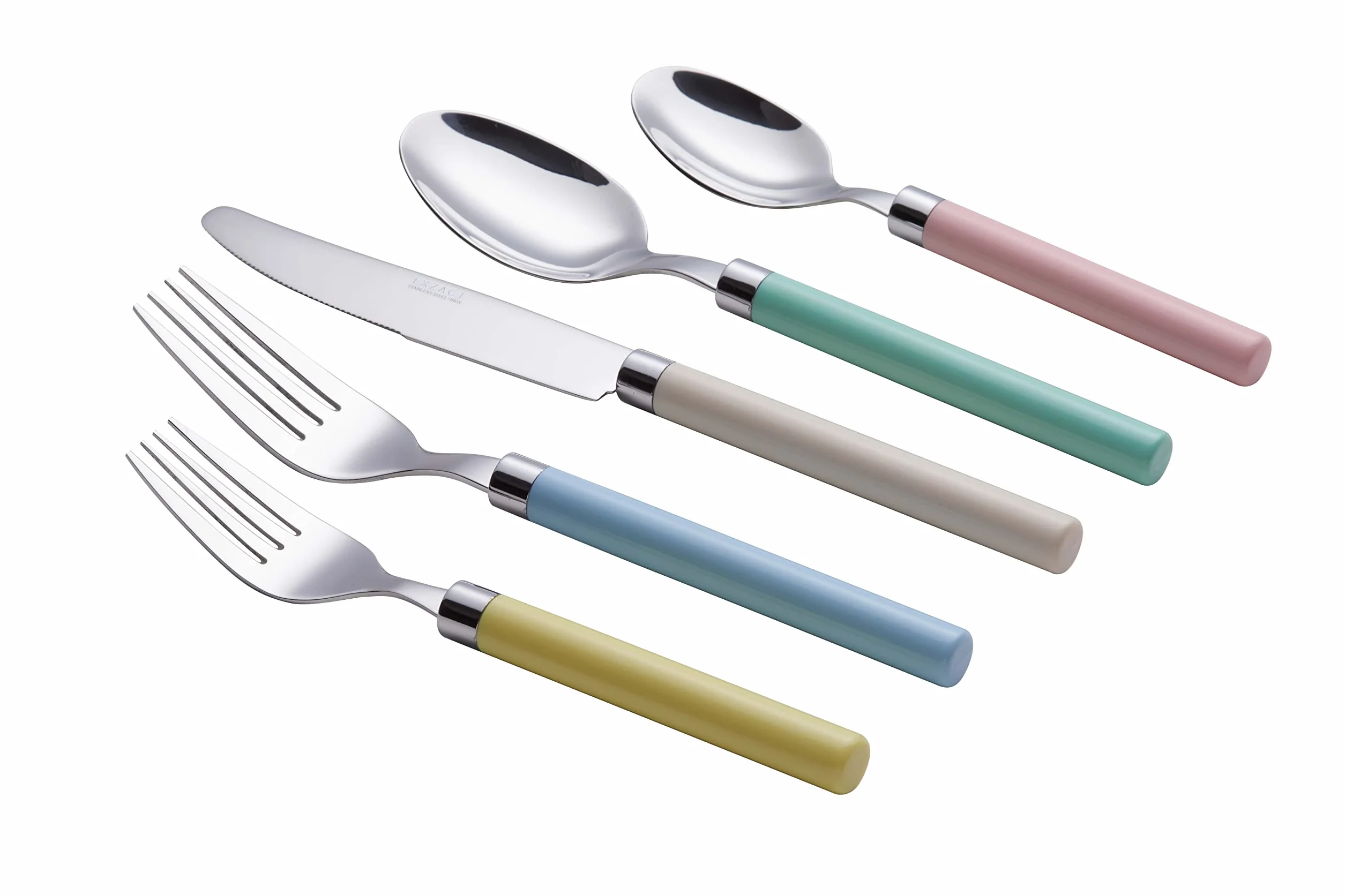 Exzact Set di posate 20 pezzi in acciaio inox, Lavabile in lavastoviglie, colori misti