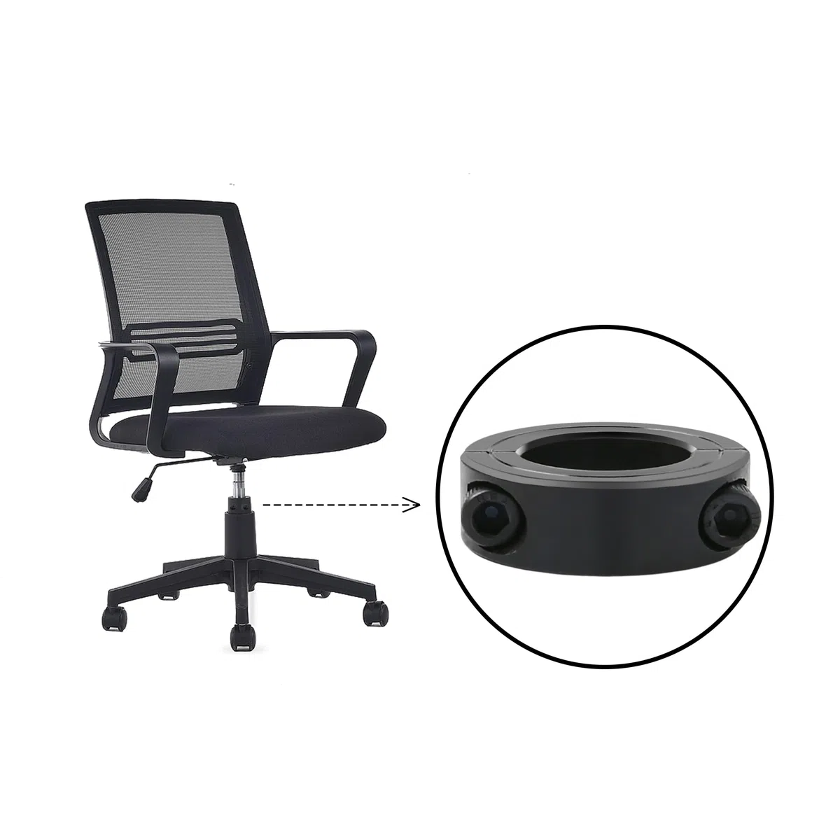 Set di 2 morsetti di fissaggio per sedia da ufficio affondante, set di strumenti per la rimozione del cilindro di sollevamento a gas, 28 mm, in acciaio inox, kit di risparmio per sedia