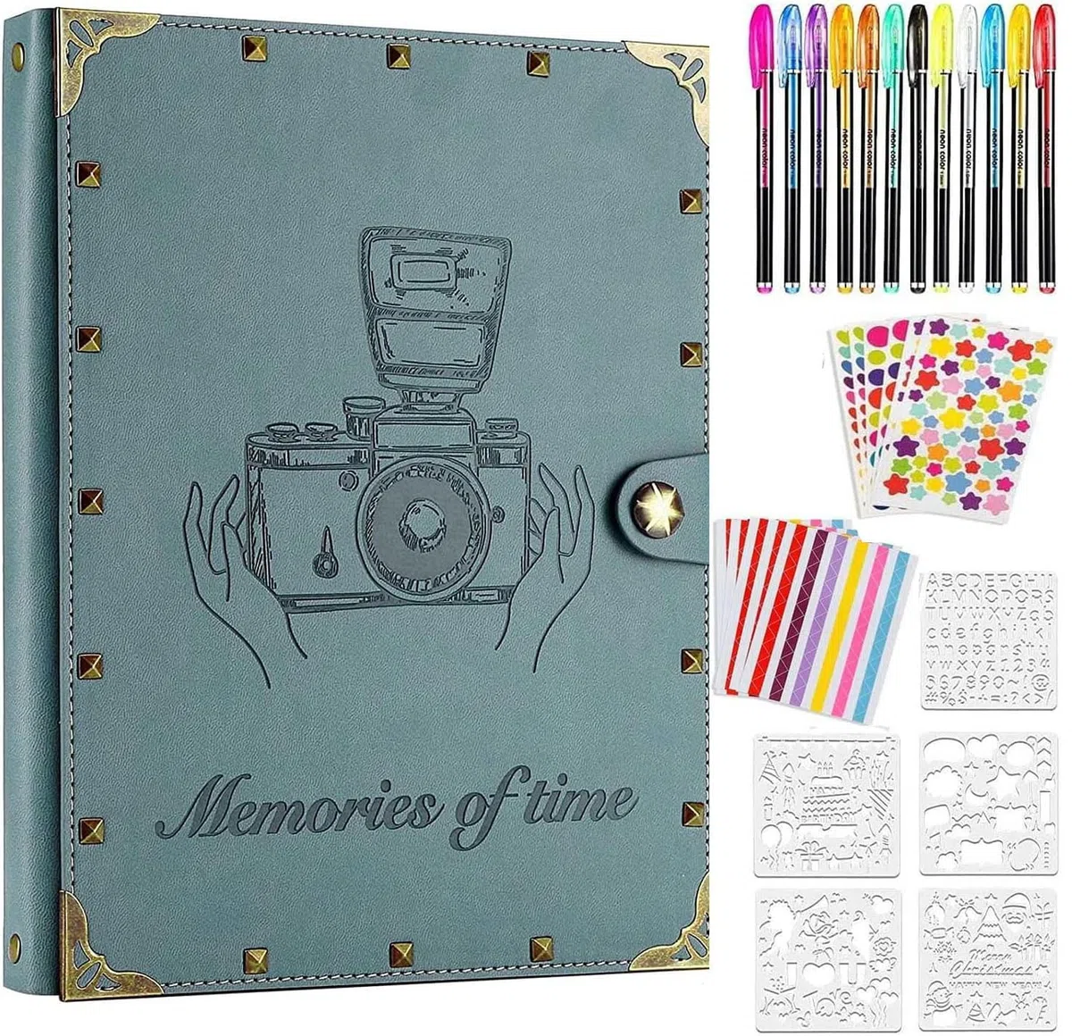 ZEEYUAN Album Foto Scrapbooking 60 Pagine con Rivetti Album Fotografico Fai da Te con Adesivi e i pennarelli