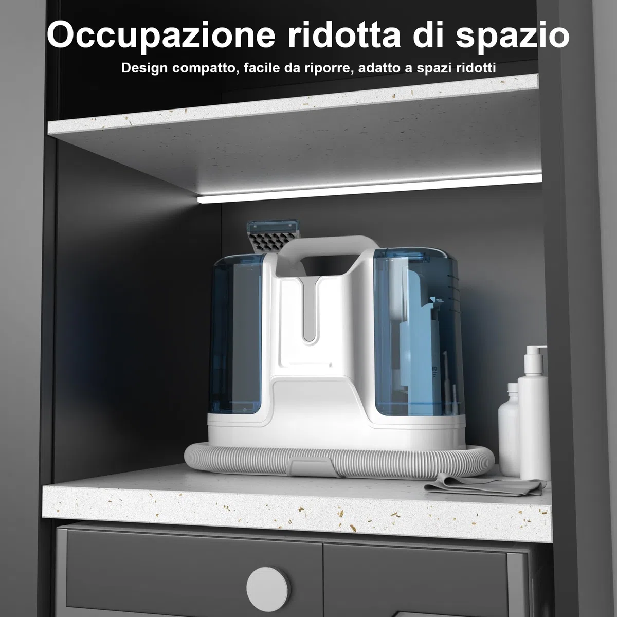 Rivenara Lavatappeti Aspirapolvere Tessuti Divani- 450 W Lava Tappezzeria Asciuga e Aspira Acqua Pulitore a Vapore per Divano Tappeti Moquette Tappezzeria Scale e Auto Pulisci Lavadivani