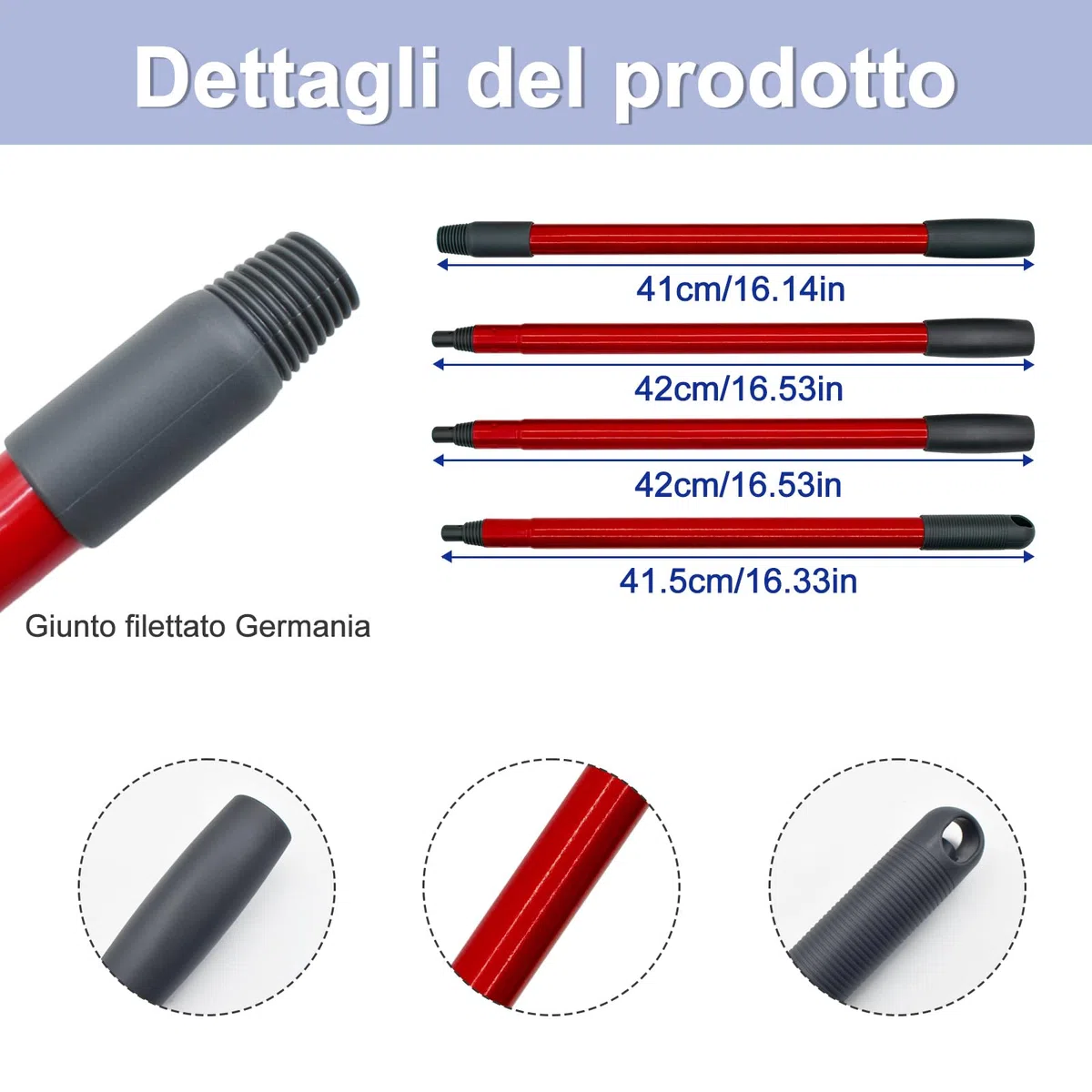 Spin Manico di Ricambio Mop Compatible With Vileda Turbo Spin Mop EasyWring Adjustable 4 Section Rod Rimovibile