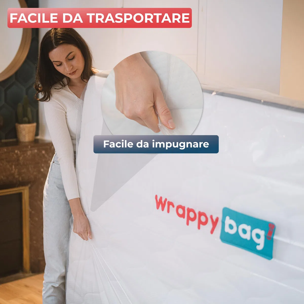 WRAPPYBAG – Custodia in Plastica per Materassi - 5 Misure Disponibili - Sacca Protettiva Impermeabile e Resistente agli Strappi - Per Traslochi, Conservazione e Trasporto - 160x200